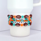 Miami Dolphins Bracelet Collection: Orange Teal and Silver Beaded Bracelets