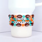 Miami Dolphins Bracelet Collection: Orange Teal and Silver Beaded Bracelets