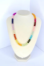 Colorful Necklace with Rondelle Beads and Gold Clasp