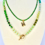 Green Gradient Initial Necklace Set