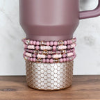 Conch Floral Bracelet Collection: Mauve Pink Bracelets with Silver Accents