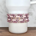 Conch Floral Bracelet Collection: Mauve Pink Bracelets with Silver Accents