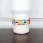 Playful fruity bracelet – neon beaded wrap with bright fruit charms, perfect for summer tumblers or casual wrist jewelry.