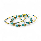 Teal and Gold Bracelet Collection: Handmade Stackable Beaded Bracelets