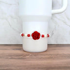 Red Rose and Pearl Beaded Bracelet