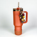 Tumbler Straw Bauble Charm with Bronze, Brown, Beige, Yellow, and Maroon Beads