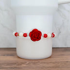 Red Rose and Pearl Beaded Bracelet