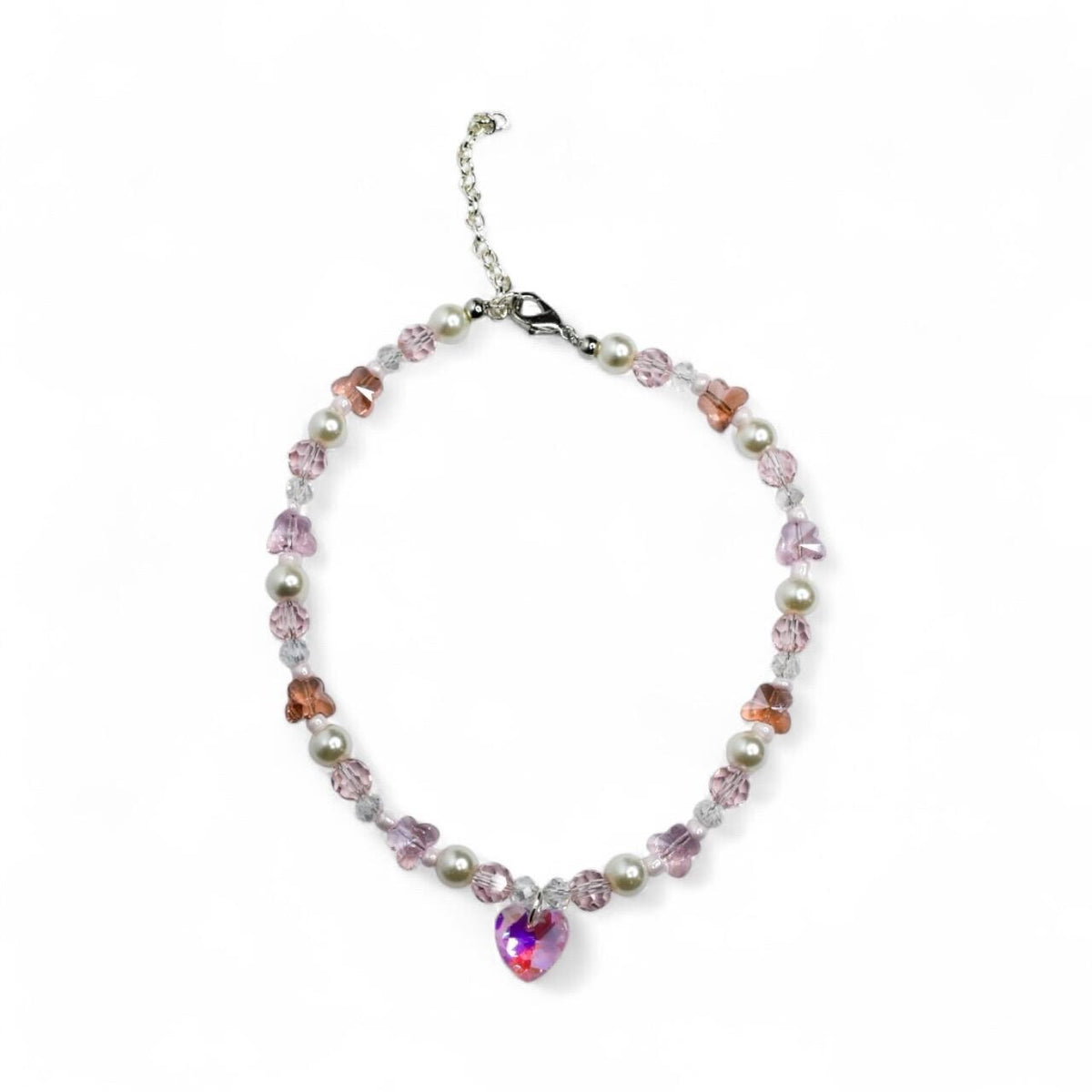 Pink Crystal Heart and Butterfly Necklace - Dress Up Jewelry