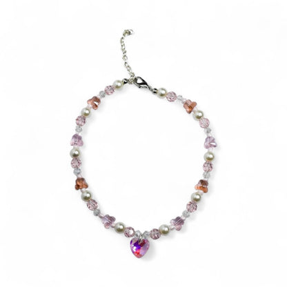 Pink Crystal Heart and Butterfly Necklace - Dress Up Jewelry