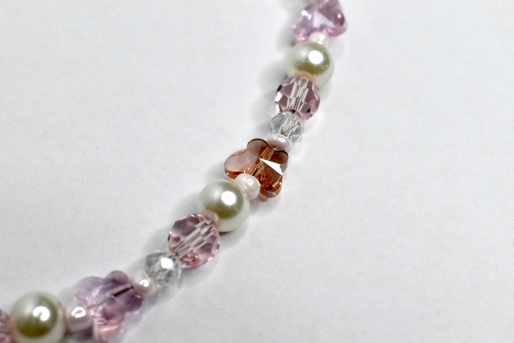 Pink Crystal Heart and Butterfly Necklace - Dress Up Jewelry