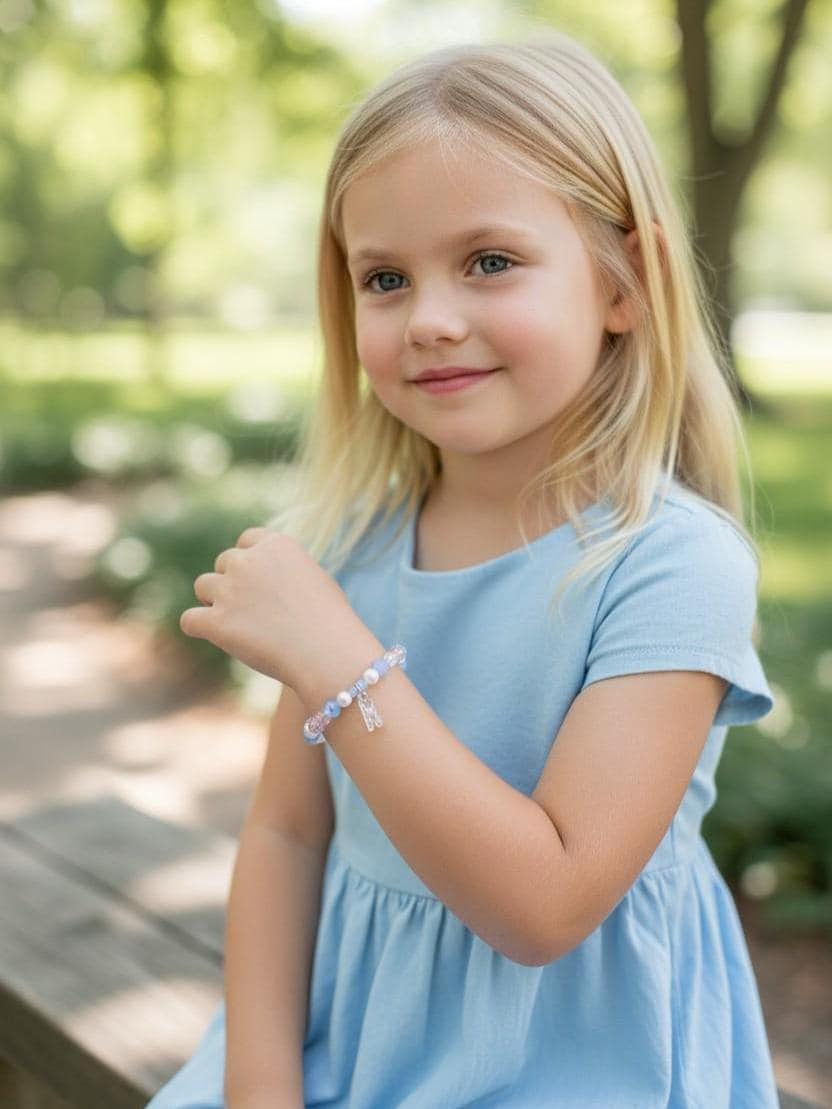 Glass Slipper Princess Bracelet with Blue Pink and Silver Accent Beads