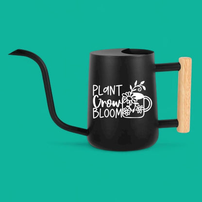 Personalized Watering Can with Wood Handle - Plant Grow Bloom