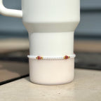 Pearl Beaded Bracelet with Pink Hearts and Gold Accents