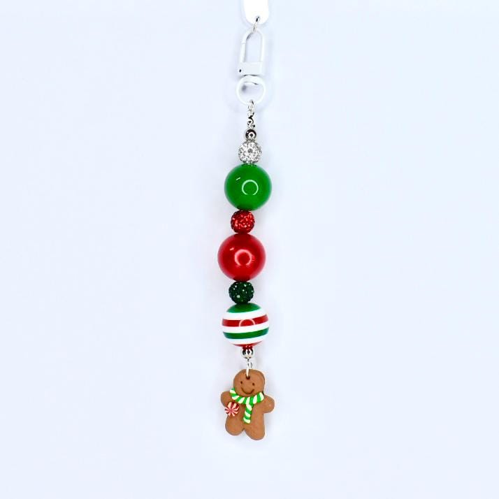 Gingerbread Cookie Straw Charm – Christmas Beaded Tumbler Accessory