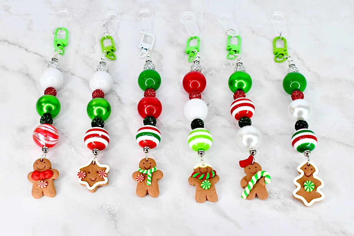 Gingerbread Cookie Straw Charm – Christmas Beaded Tumbler Accessory