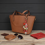 Red and Gold Glam Beaded Bag Charm Keychain or Tumbler Straw Charm