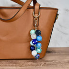 Blue Ombre Beaded Bag Charm or Keychain