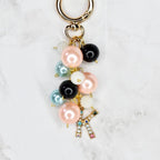 Pearl Beaded Bag Charm: Personalized Rhinestone Initial Keychain