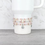 Handmade Pink and Pearl Bracelet Set with Snowflake Charms