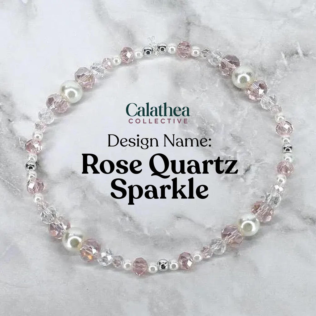 Handmade Pink and Pearl Bracelet Set with Snowflake Charms
