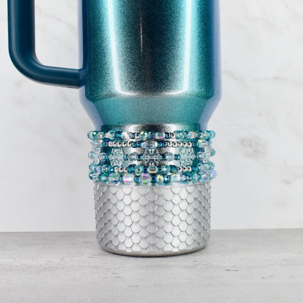 Ponderosa Shimmer Bracelet Collection: Turquoise, Silver and Crystal Beaded Bracelets with Snowflake Accent Beads