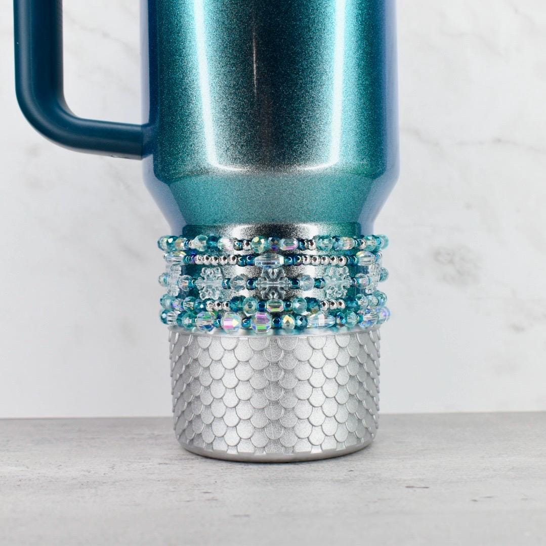 Ponderosa Shimmer Bracelet Collection: Turquoise, Silver and Crystal Beaded Bracelets with Snowflake Accent Beads