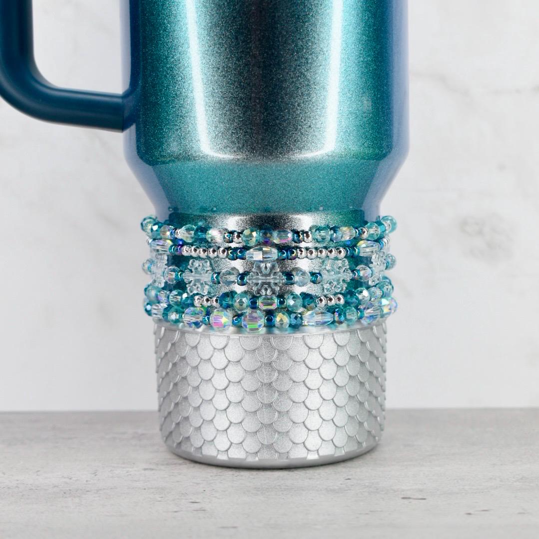 Ponderosa Shimmer Bracelet Collection: Turquoise, Silver and Crystal Beaded Bracelets with Snowflake Accent Beads