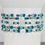 Ponderosa Shimmer Bracelet Collection: Turquoise, Silver and Crystal Beaded Bracelets with Snowflake Accent Beads