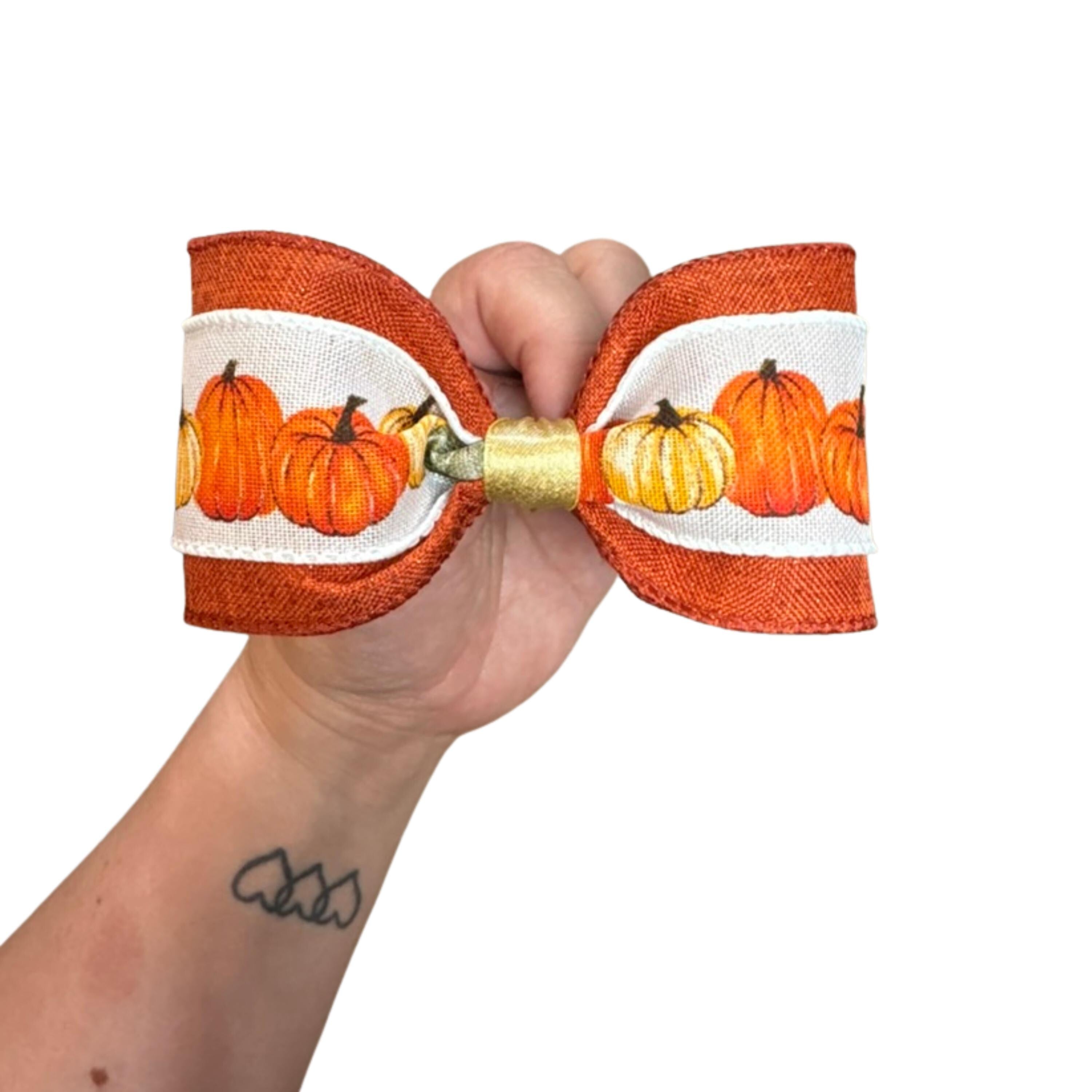 Fall Tumbler Bow: Pumpkin & Burlap Straw Accessory