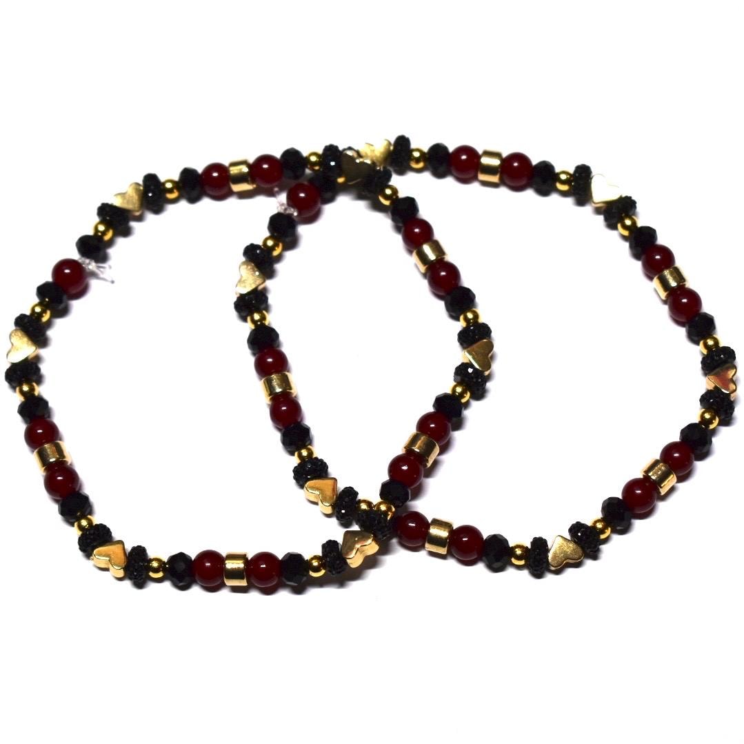 Luxe Garnet and Gold Bracelet Stack - 5 Piece Set