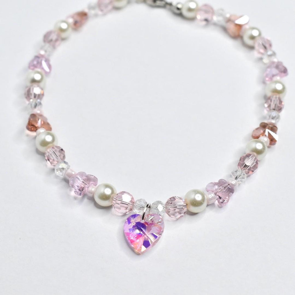 Pink Crystal Heart and Butterfly Necklace - Dress Up Jewelry