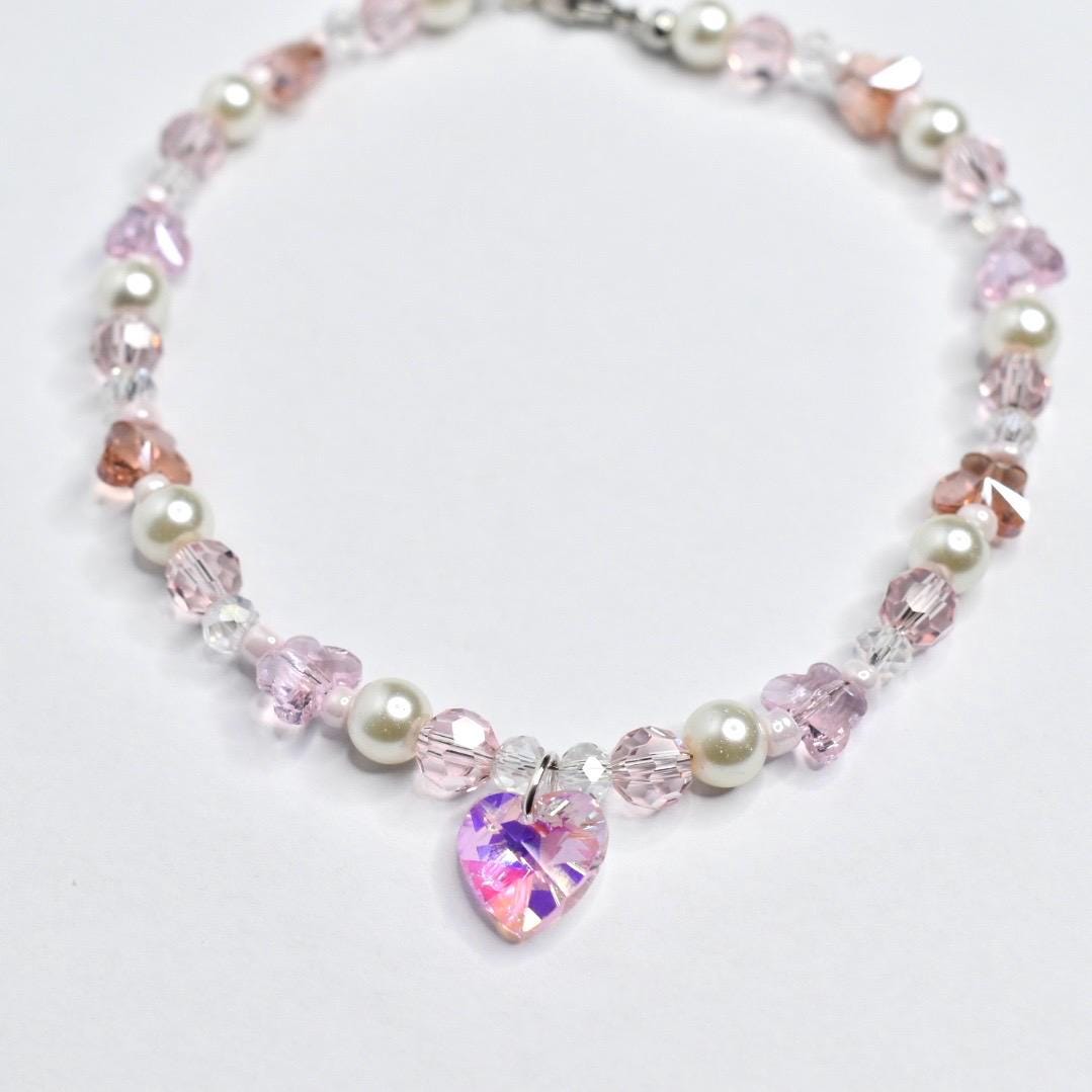 Pink Crystal Heart and Butterfly Necklace - Dress Up Jewelry