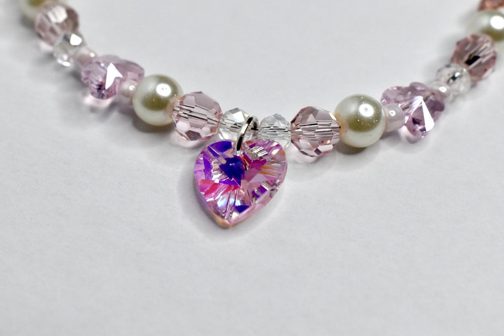 Pink Crystal Heart and Butterfly Necklace - Dress Up Jewelry