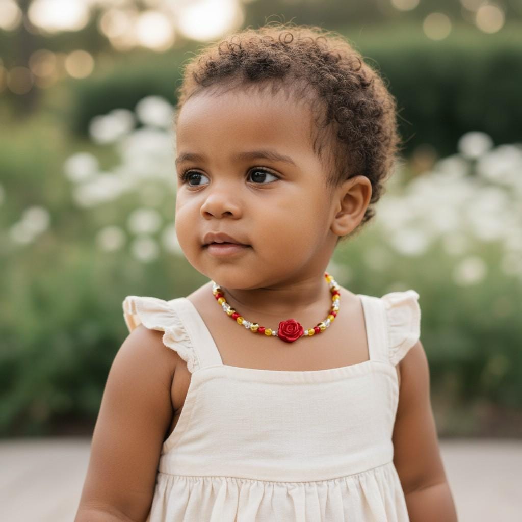 Red, Yellow, and Crystal Rose Charm Necklace – Dress Up Jewelry