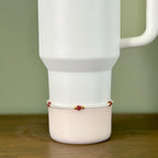 Pearl Beaded Bracelet with Pink Hearts and Gold Accents