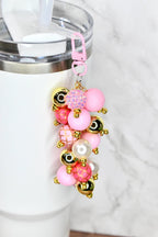 Pink and Gold Beaded Tumbler Straw Charm