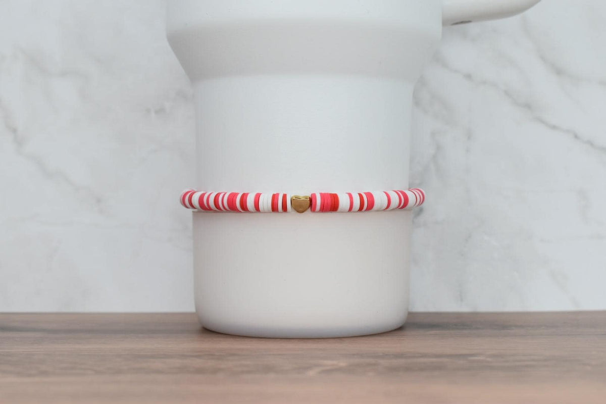 Cherry Charm Bracelet Collection with Red White and Gold Beads