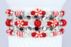 Red and White Candy Cane Twist Beaded Bracelet Collection