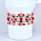 Red and White Candy Cane Twist Beaded Bracelet Collection