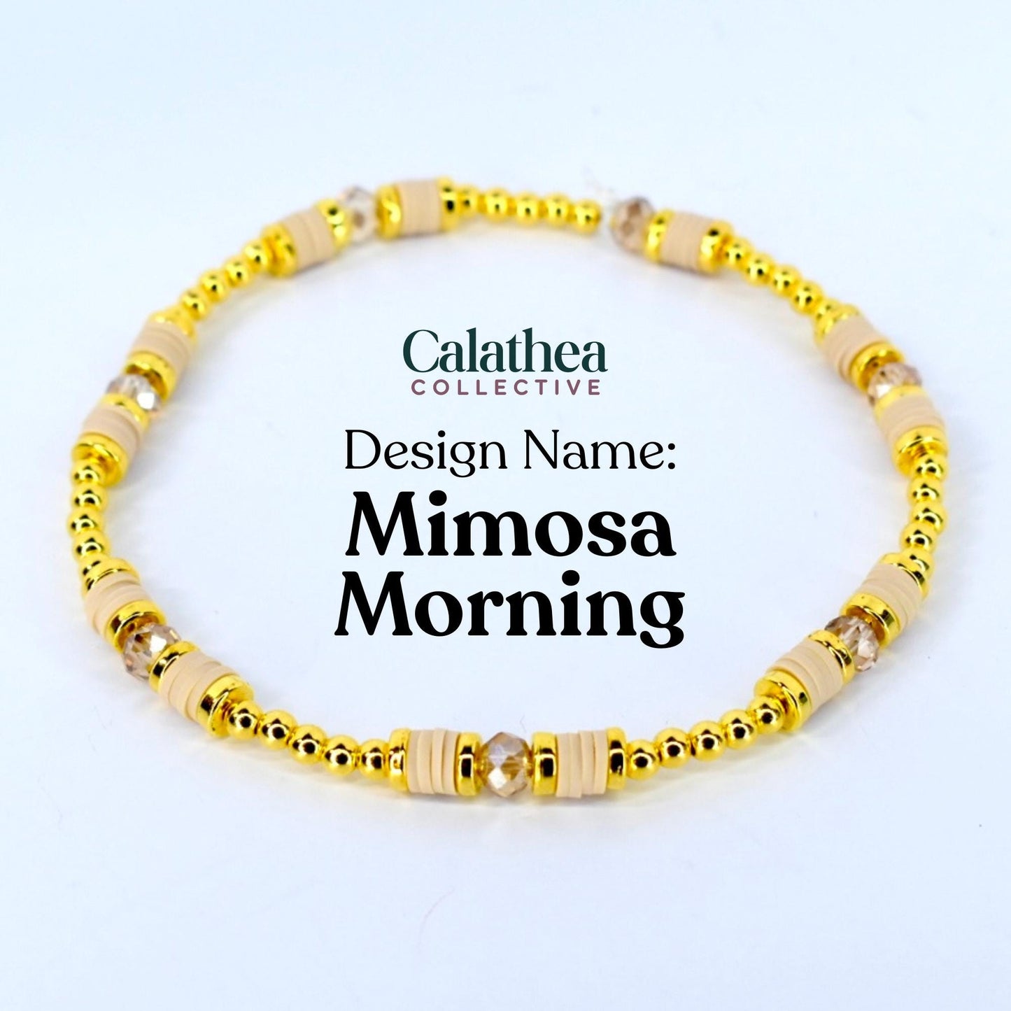 Prosecco Shimmer Bracelet Collection: Cream and Champagne Beaded Bracelets