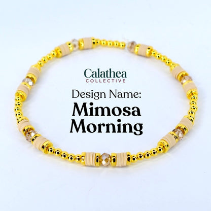 Prosecco Shimmer Bracelet Collection: Cream and Champagne Beaded Bracelets