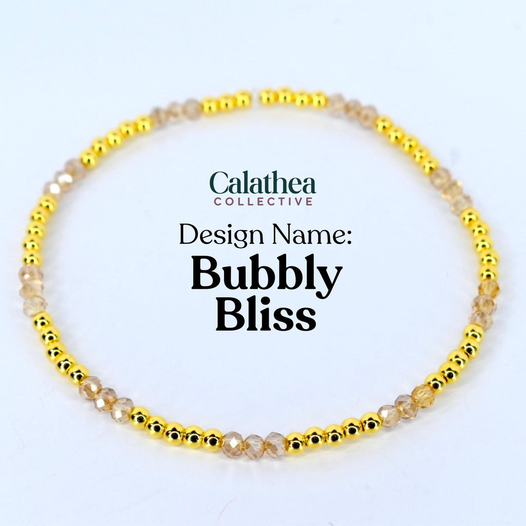 Prosecco Shimmer Bracelet Collection: Cream and Champagne Beaded Bracelets