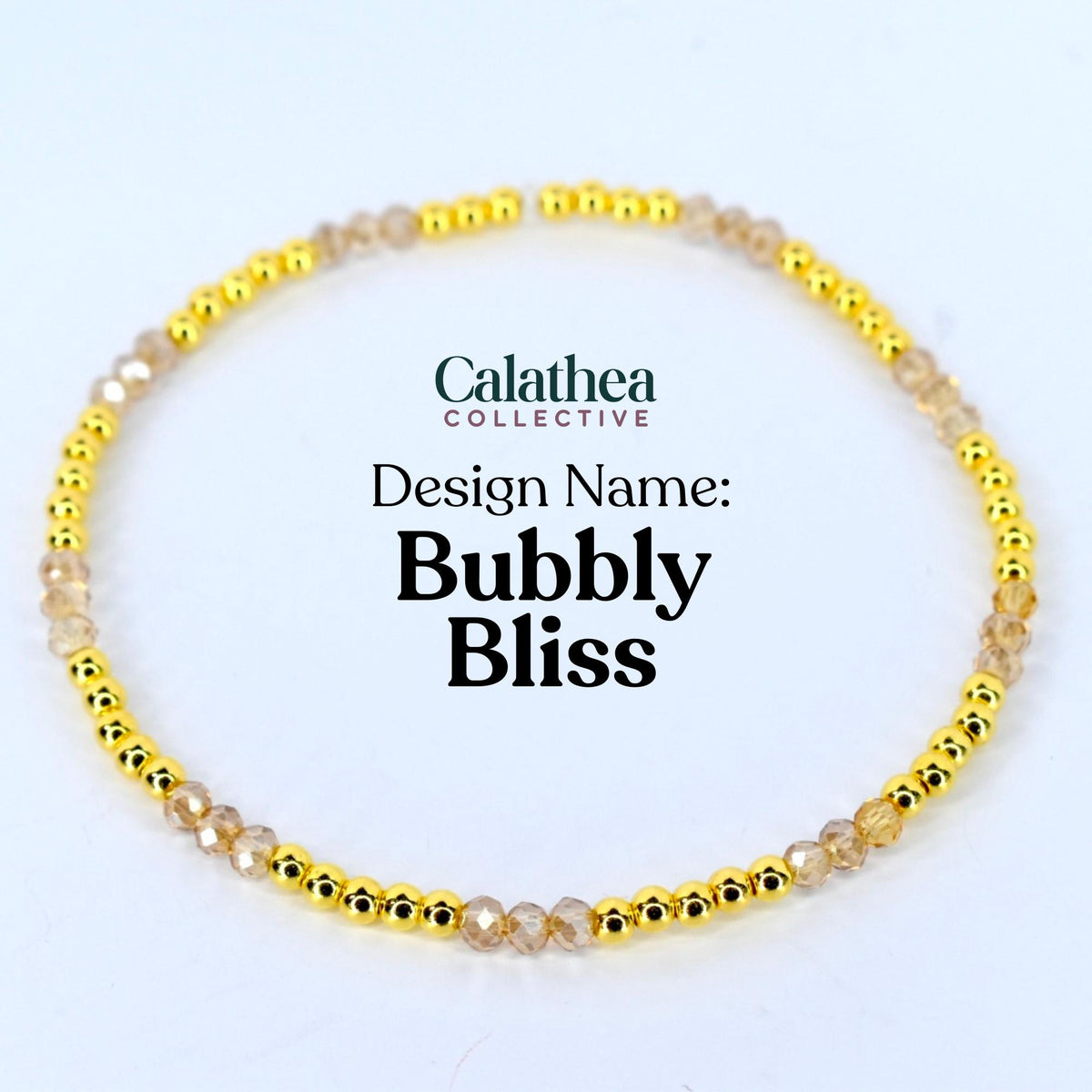 Prosecco Shimmer Bracelet Collection: Cream and Champagne Beaded Bracelets