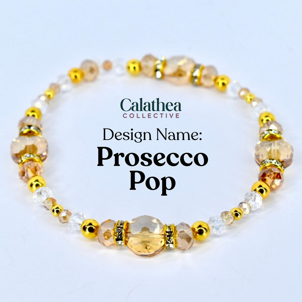 Prosecco Shimmer Bracelet Collection: Cream and Champagne Beaded Bracelets