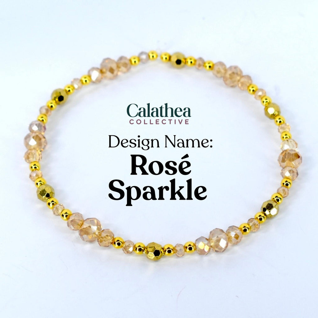 Prosecco Shimmer Bracelet Collection: Cream and Champagne Beaded Bracelets