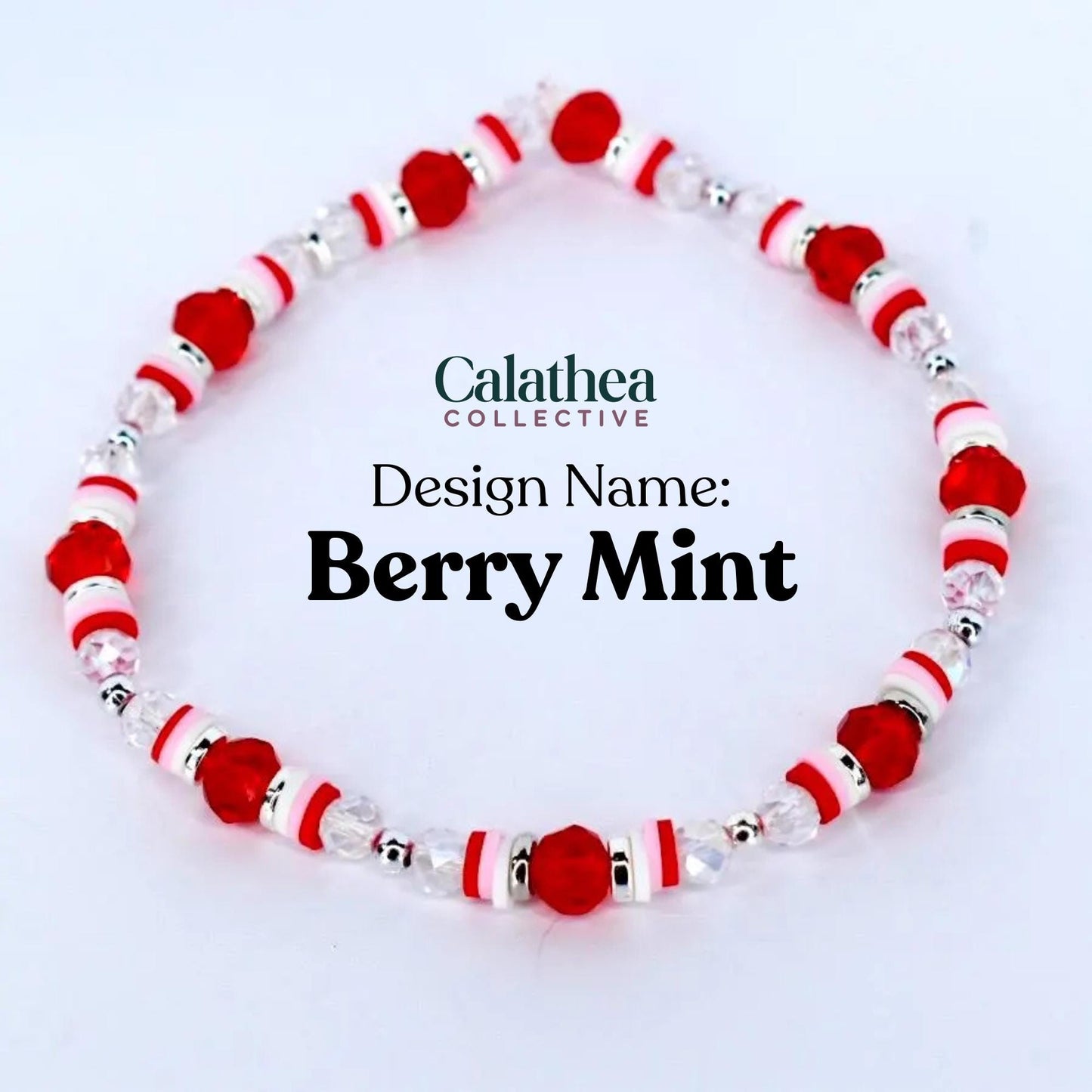 Red Pink and White Peppermint Strawberry Twist Bracelet Collection