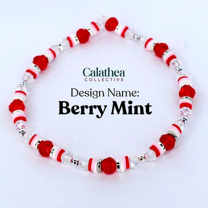 Red Pink and White Peppermint Strawberry Twist Bracelet Collection