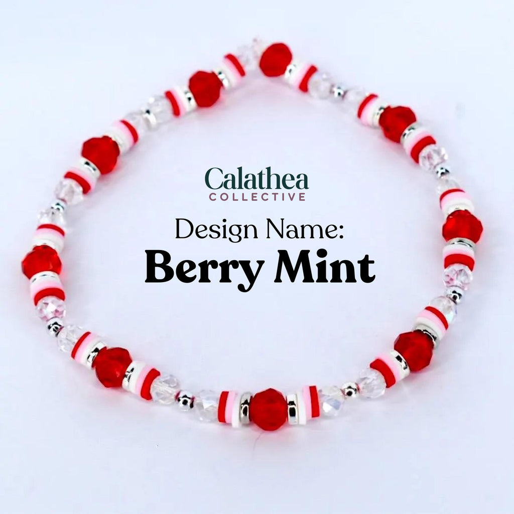 Red Pink and White Peppermint Strawberry Twist Bracelet Collection