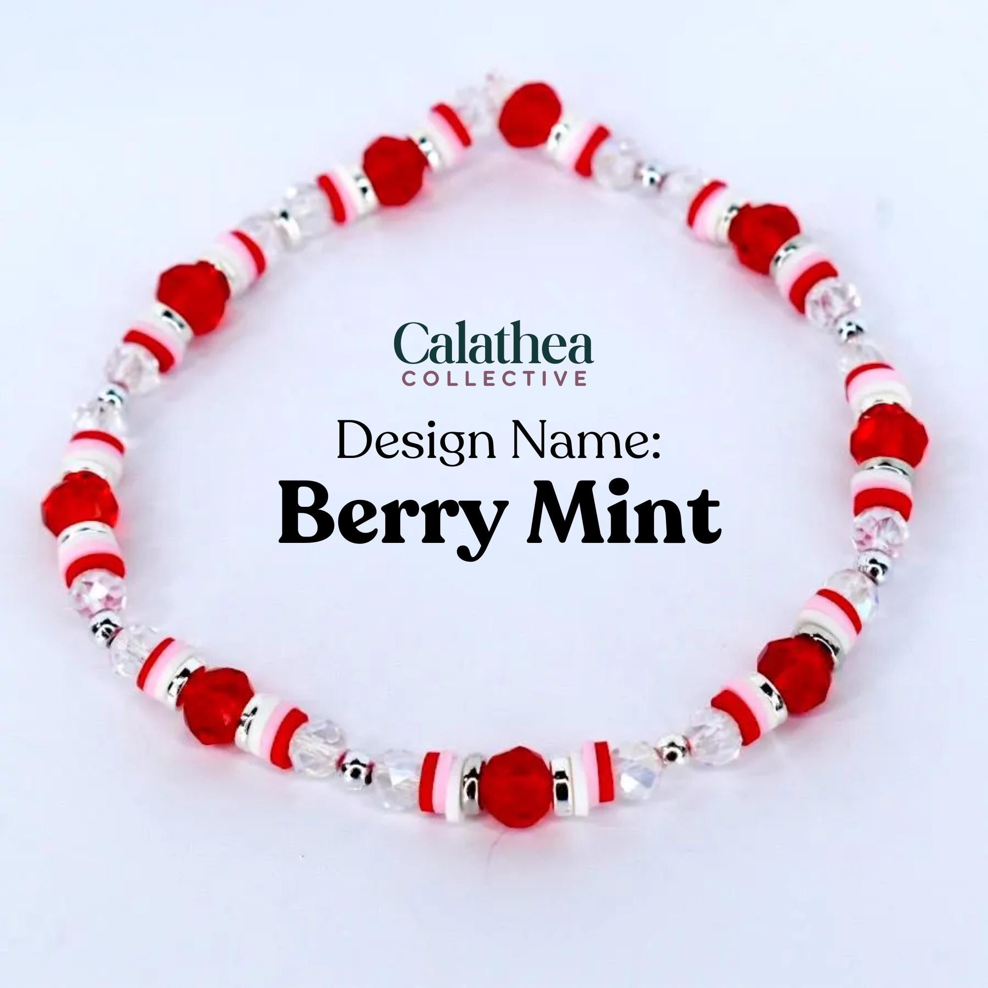 Red Pink and White Peppermint Strawberry Twist Bracelet Collection