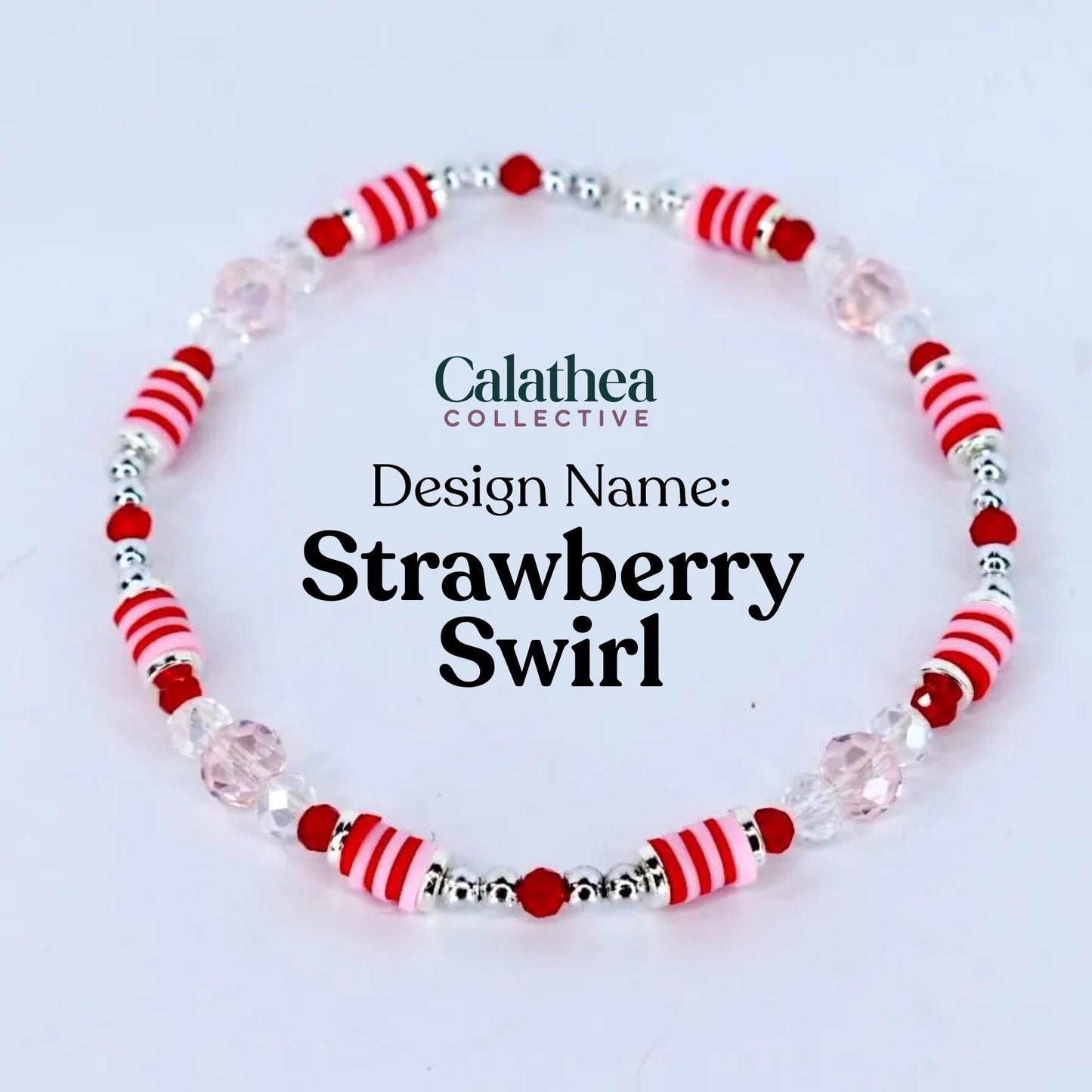 Red Pink and White Peppermint Strawberry Twist Bracelet Collection